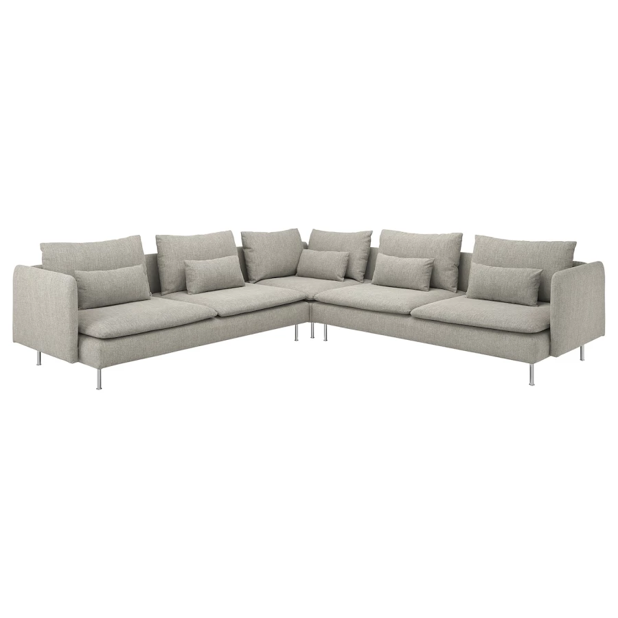 6-местный угловой диван - IKEA SÖDERHAMN/SODERHAMN, 99x291см, серый/светло-серый, СЕДЕРХАМН ИКЕА (изображение №1)