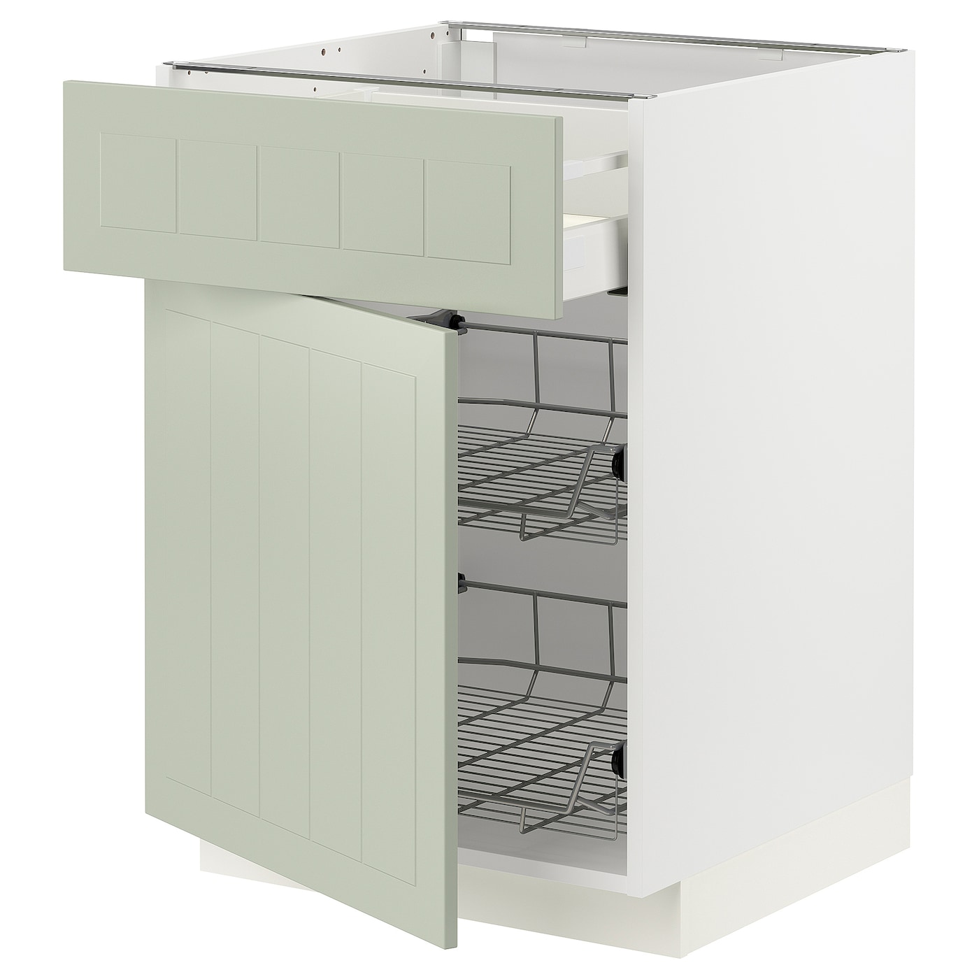 Напольный кухонный шкаф  - IKEA METOD MAXIMERA, 88x62x60см, белый/светло-зеленый, МЕТОД МАКСИМЕРА ИКЕА