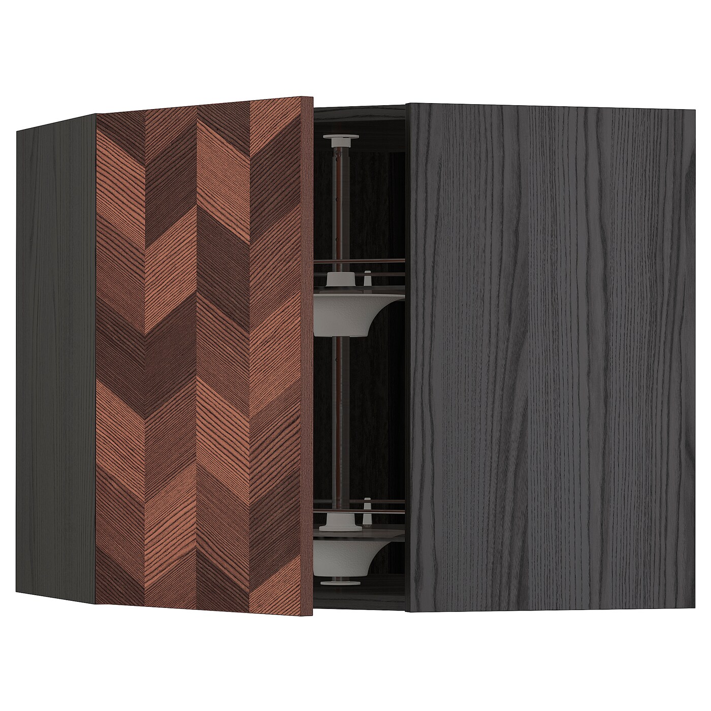Угловой навесной шкаф с каруселью - METOD  IKEA/  МЕТОД ИКЕА, 60х68 см, черный/коричневый