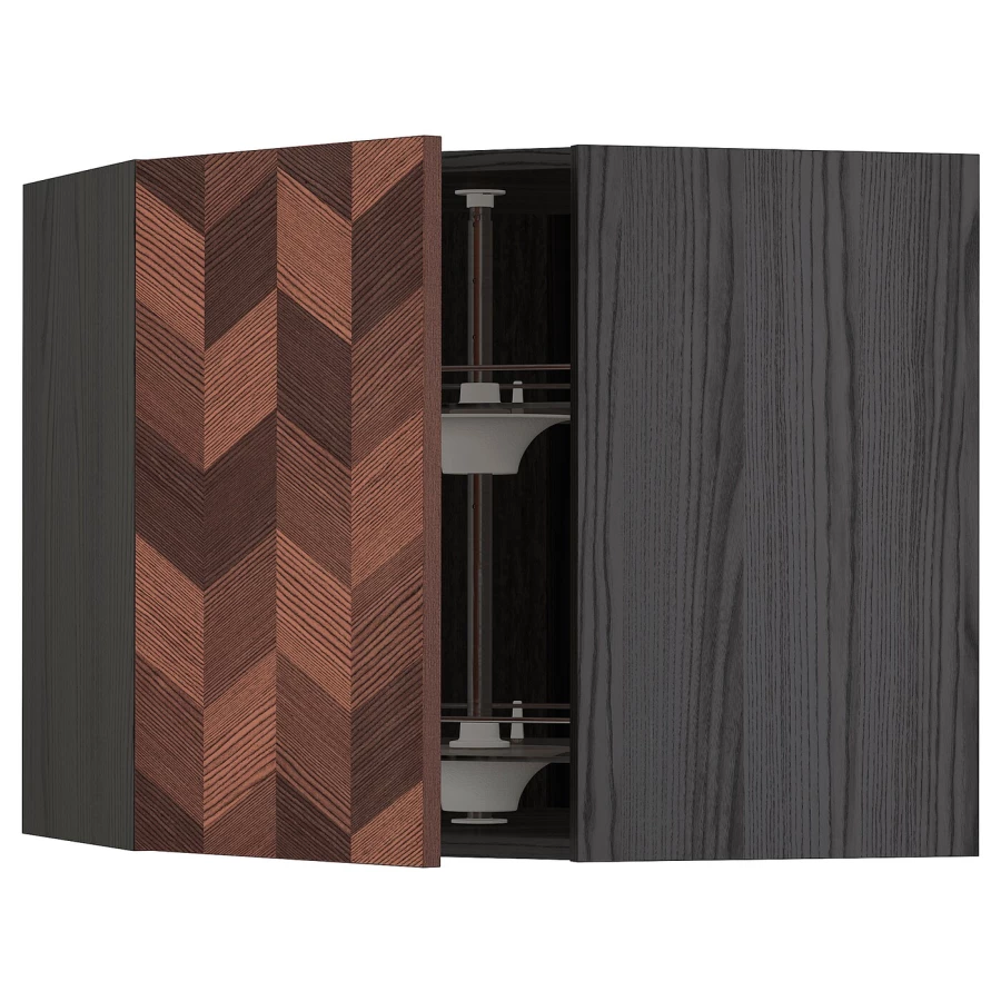 Угловой навесной шкаф с каруселью - METOD  IKEA/  МЕТОД ИКЕА, 60х68 см, черный/коричневый (изображение №1)