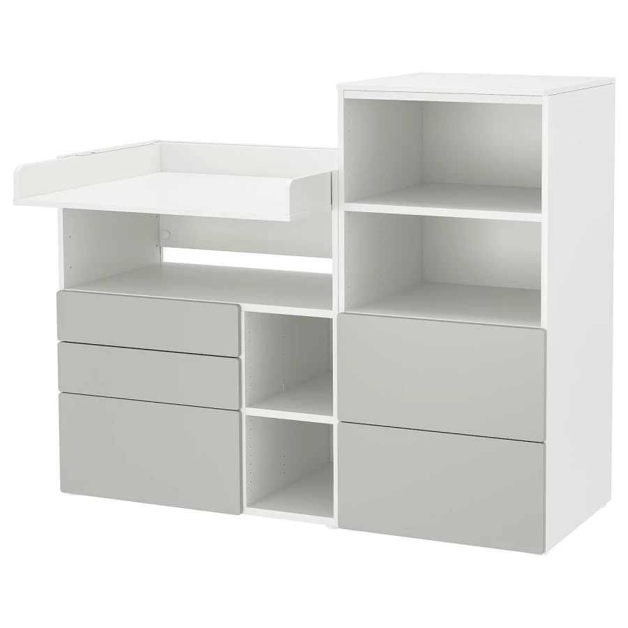 Столик пенальный - IKEA PLATSA/SMÅSTAD/SMASTAD, 123x79x150 см, белый/серый, ИКЕА (изображение №1)
