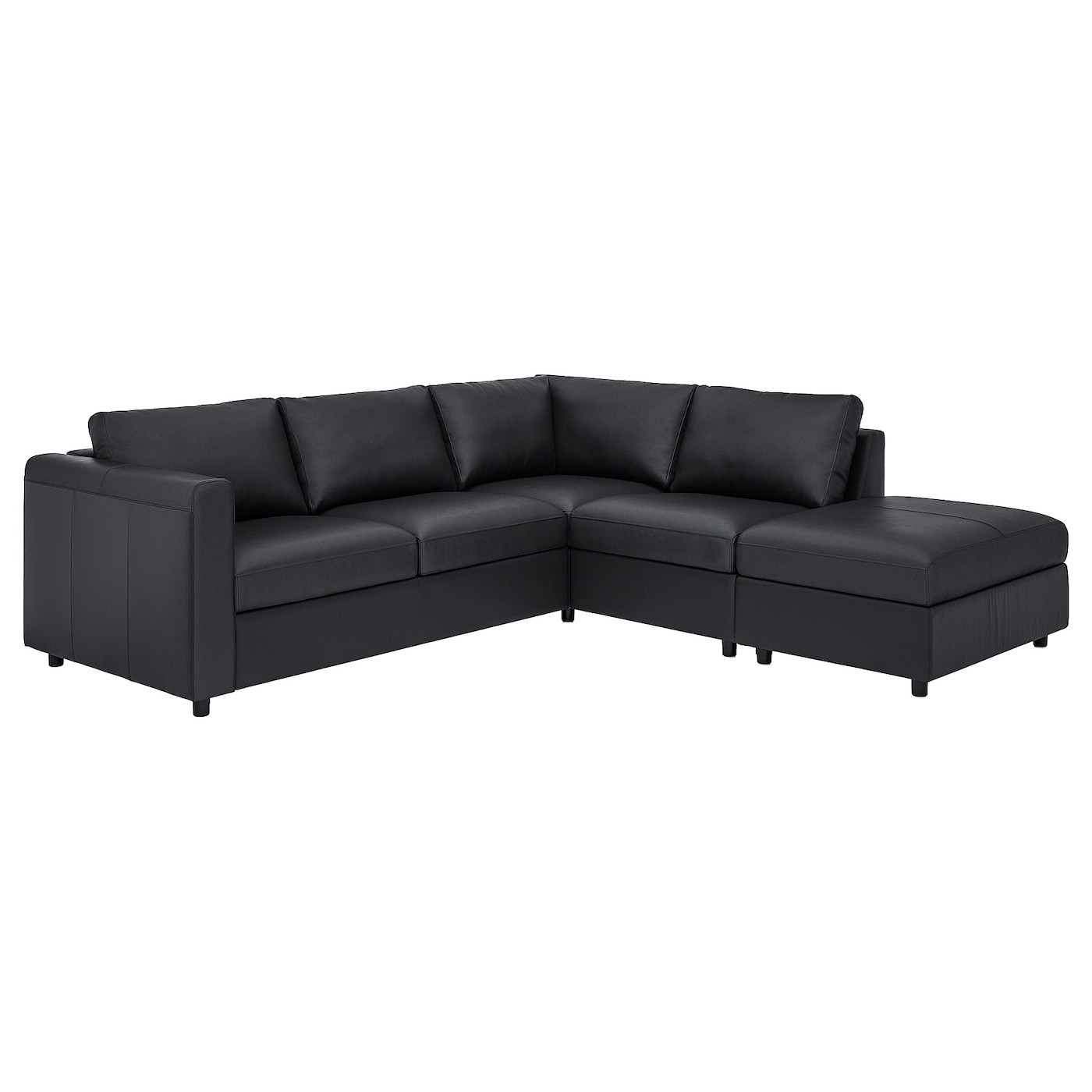 4-местный угловой диван- IKEA VIMLE, 249/235х98х80 см, черный, кожа, ВИМЛЕ ИКЕА