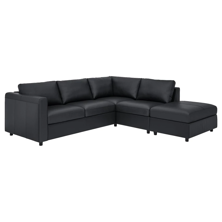 4-местный угловой диван- IKEA VIMLE, 249/235х98х80 см, черный, кожа, ВИМЛЕ ИКЕА (изображение №1)