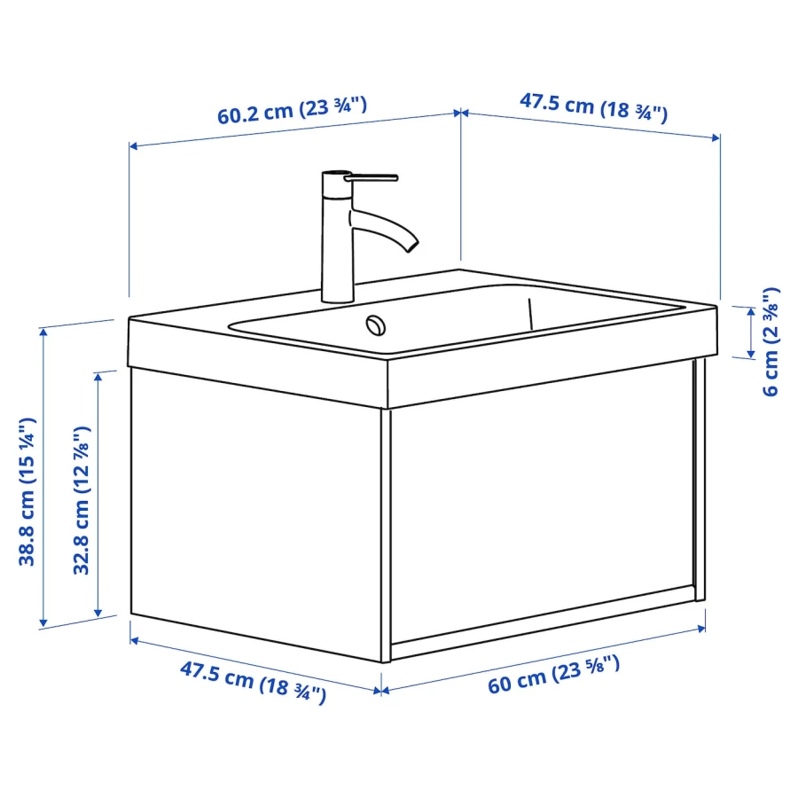 Тумбы для ванной - ÄNGSJÖN / BACKSJÖN/АNGSJОN / BACKSJОN  IKEA/ ЭНГСЬЕН / БЭКСЬЕН ИКЕА,  60х39 см , белый/коричневый (изображение №5)