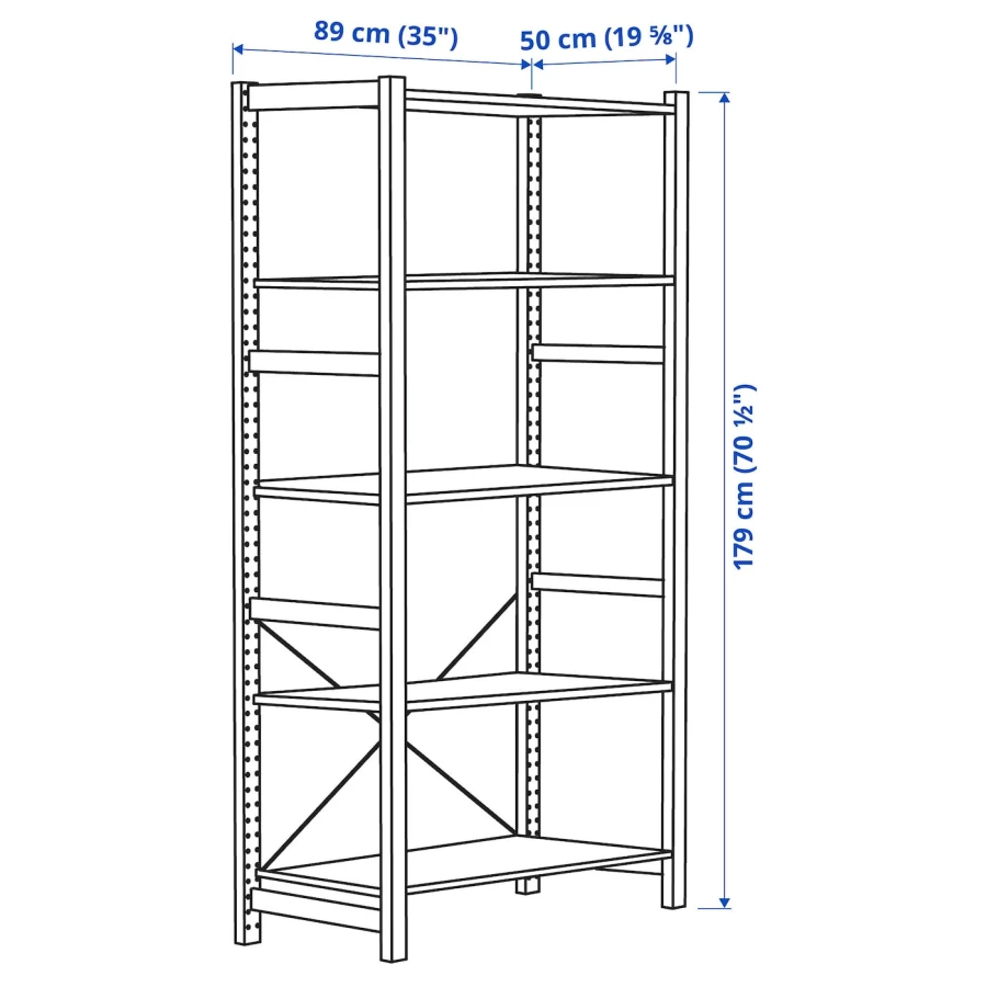 Стеллаж - IKEA IVAR, 89х50х179 см, сосна, ИВАР ИКЕА (изображение №4)