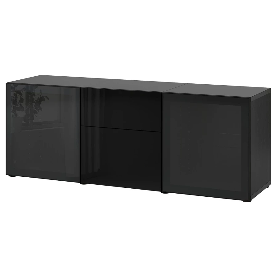 Комбинация для хранения - BESTÅ/ BESTА IKEA/ БЕСТА/БЕСТО ИКЕА, 180х65 см, черный (изображение №1)