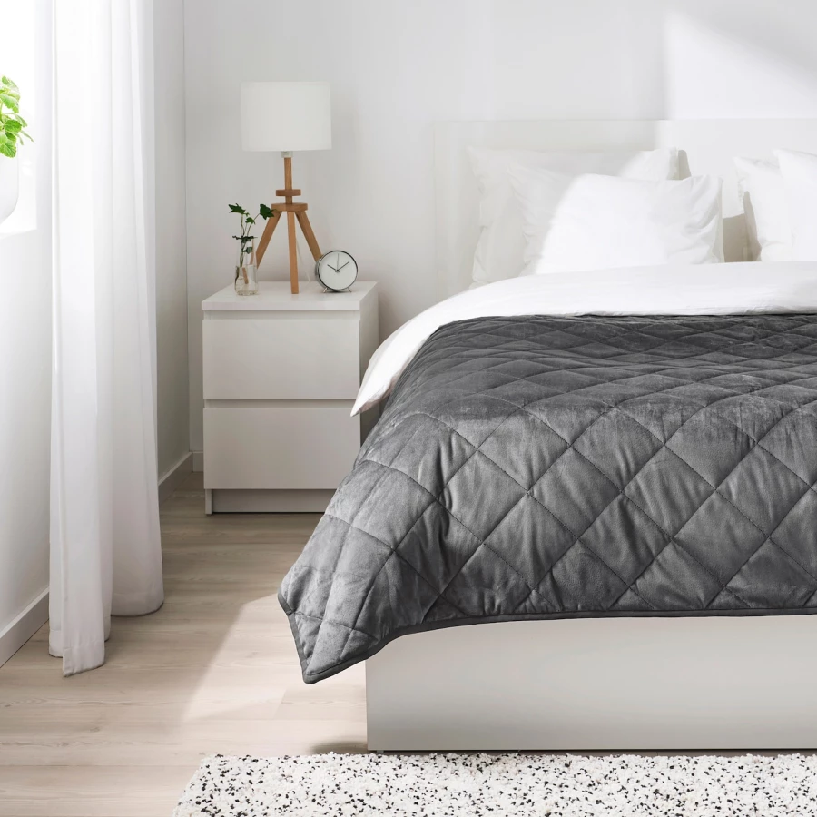 Одеяло - MJUKPLISTER IKEA/ МЬЮКПЛИСТЕР ИКЕА, 260х250 см, темно-серый (изображение №3)