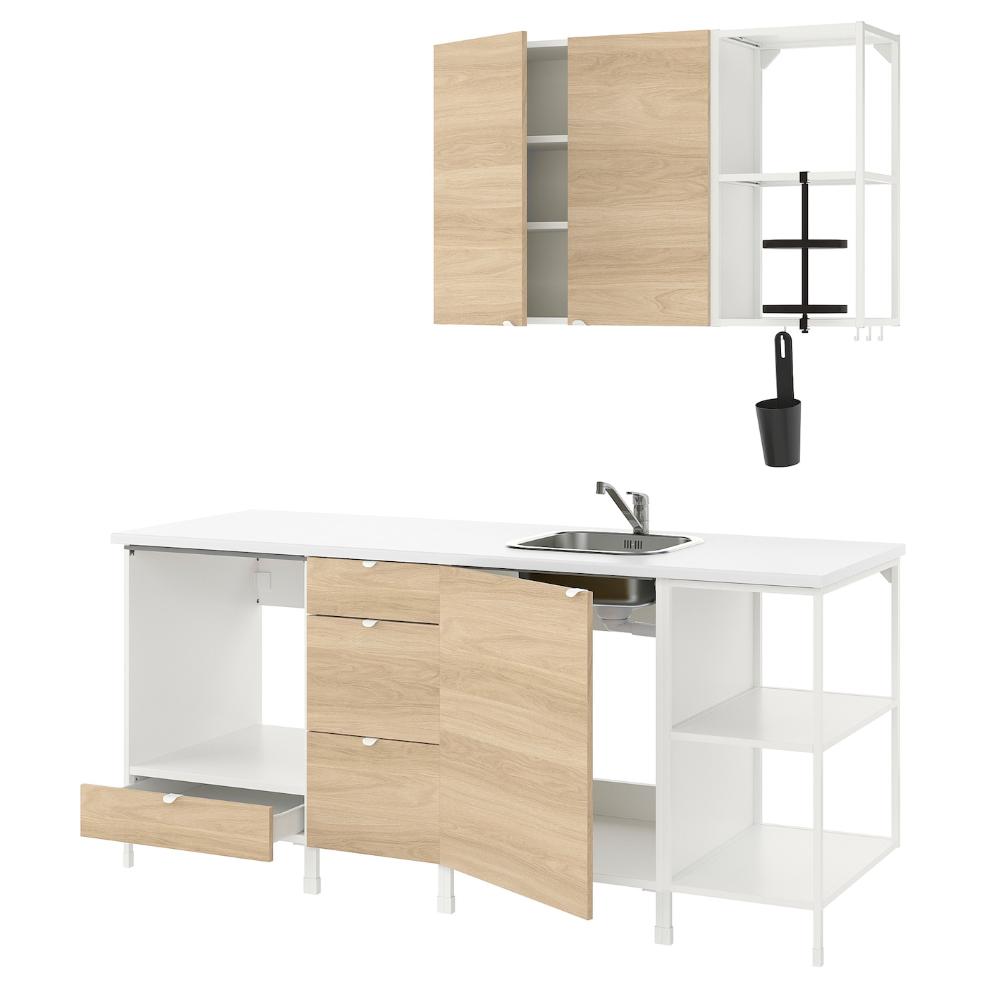 Кухня - ENHET  IKEA/ ЭНХЕТ ИКЕА, 203х222 см, белый/бежевый