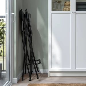 Второе фото. Барный стул со спинкой, складной - IKEA FRANKLIN/ФРАНКЛИН ИКЕА , черный, 95x50x44 см