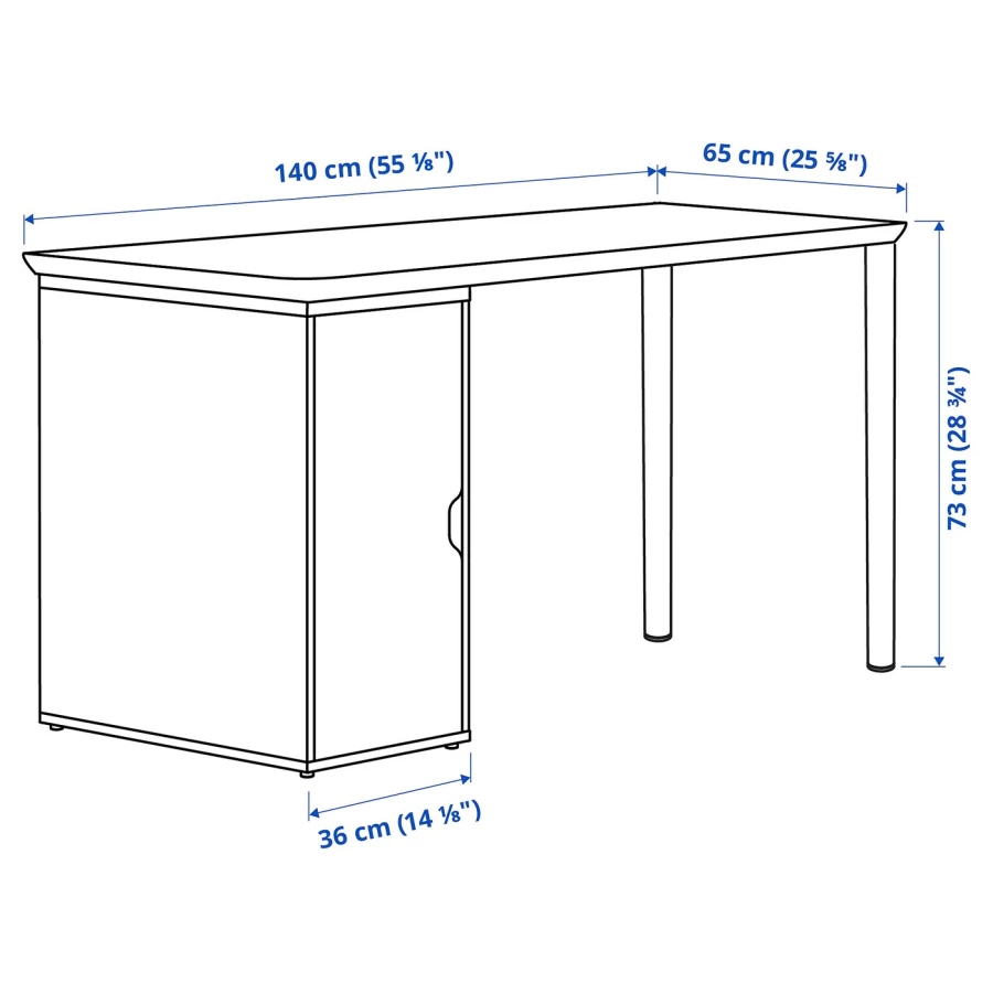 Письменный стол с ящиком - IKEA ANFALLARE/ALEX, 140x65 см, бамбук/белый, АНФАЛЛАРЕ/АЛЕКС ИКЕА (изображение №6)