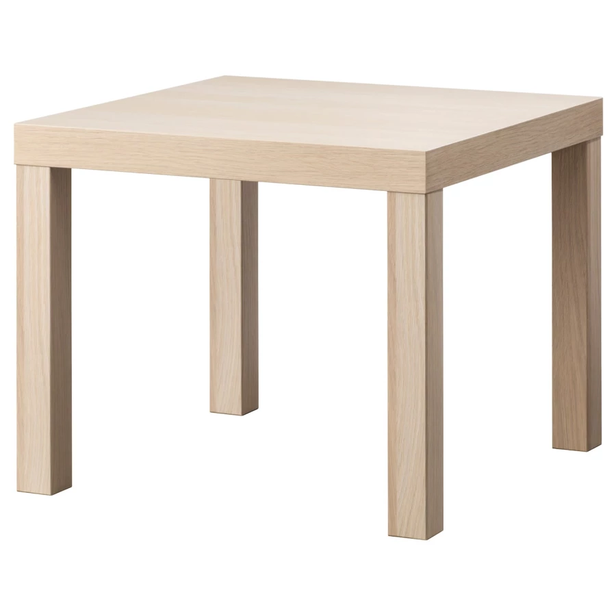 Приставной столик - IKEA LACK/ЛАКК ИКЕА, 55x55х45 см, под белый дуб (изображение №1)