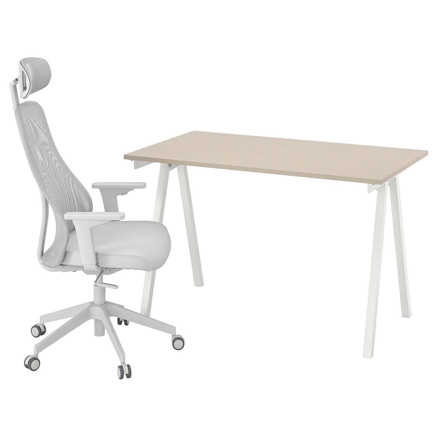Стол и стул - IKEA TROTTEN / MATCHSPEL, белый/бежевый, ТРОТТЕН/МАТЧСПЕЛ ИКЕА