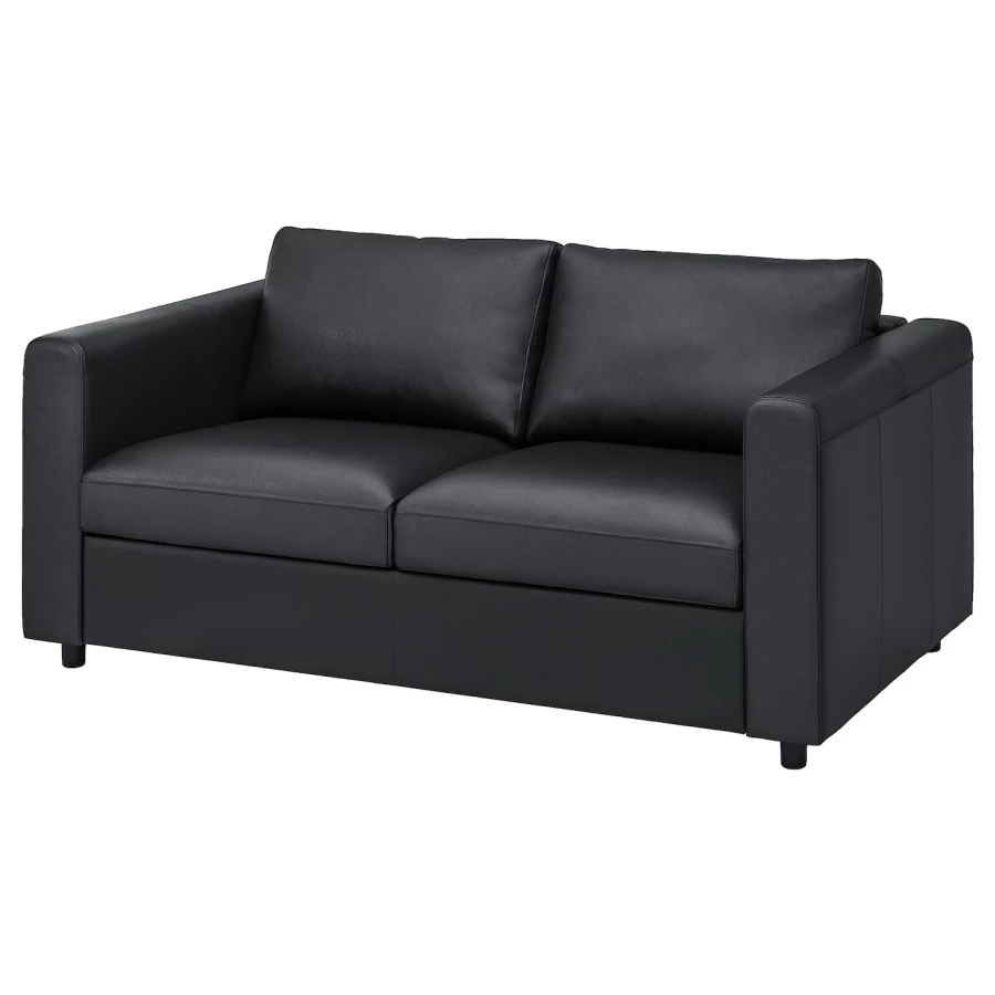 2-местный диван - IKEA VIMLE, 171х98х80 см, черный, кожа, ВИМЛЕ ИКЕА (изображение №1)