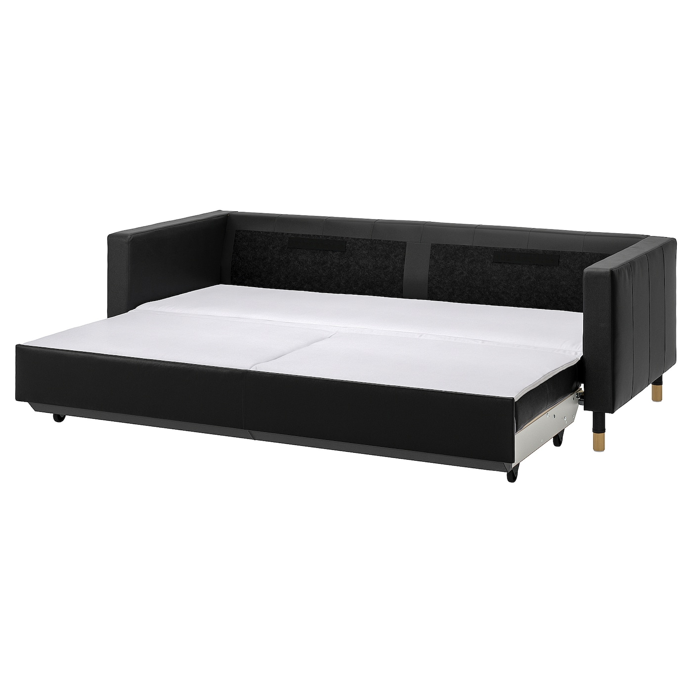 3-местный диван-кровать - IKEA LANDSKRONA, 84x92x223см, черный, кожа, ЛАНДСКРУНА ИКЕА