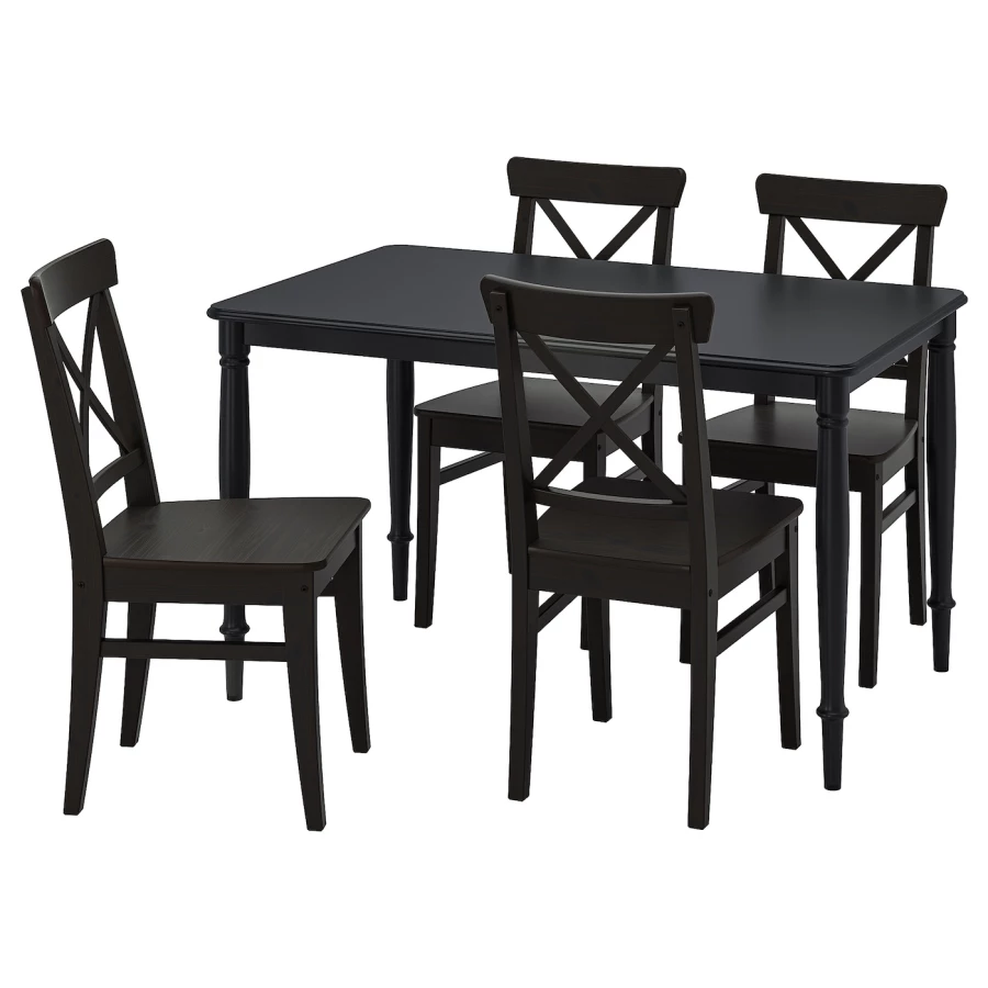 Стол и 4 стула - DANDERYD / INGOLF IKEA / ДАНДЕРИД/ ИНГОЛЬФ ИКЕА, 130х80х75  см,  черный (изображение №1)