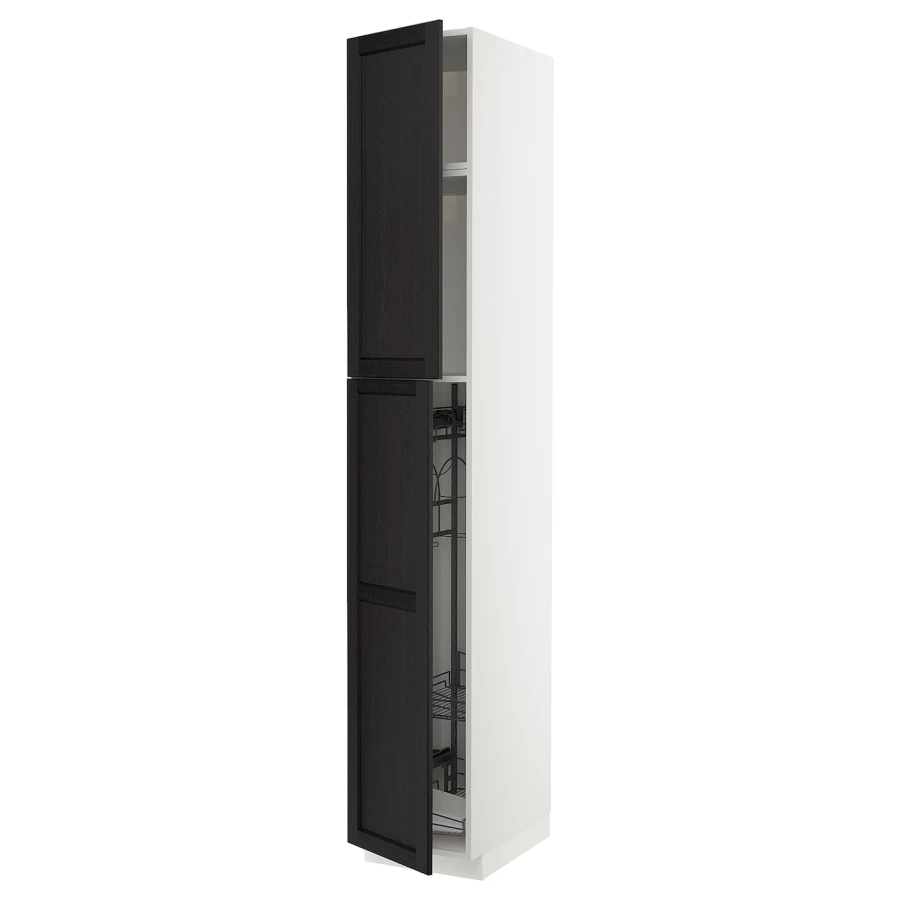 Высокий шкаф - IKEA METOD/MAXIMERA/МЕТОД/МАКСИМЕРА ИКЕА, 240х60х40 см, белый/черный (изображение №1)
