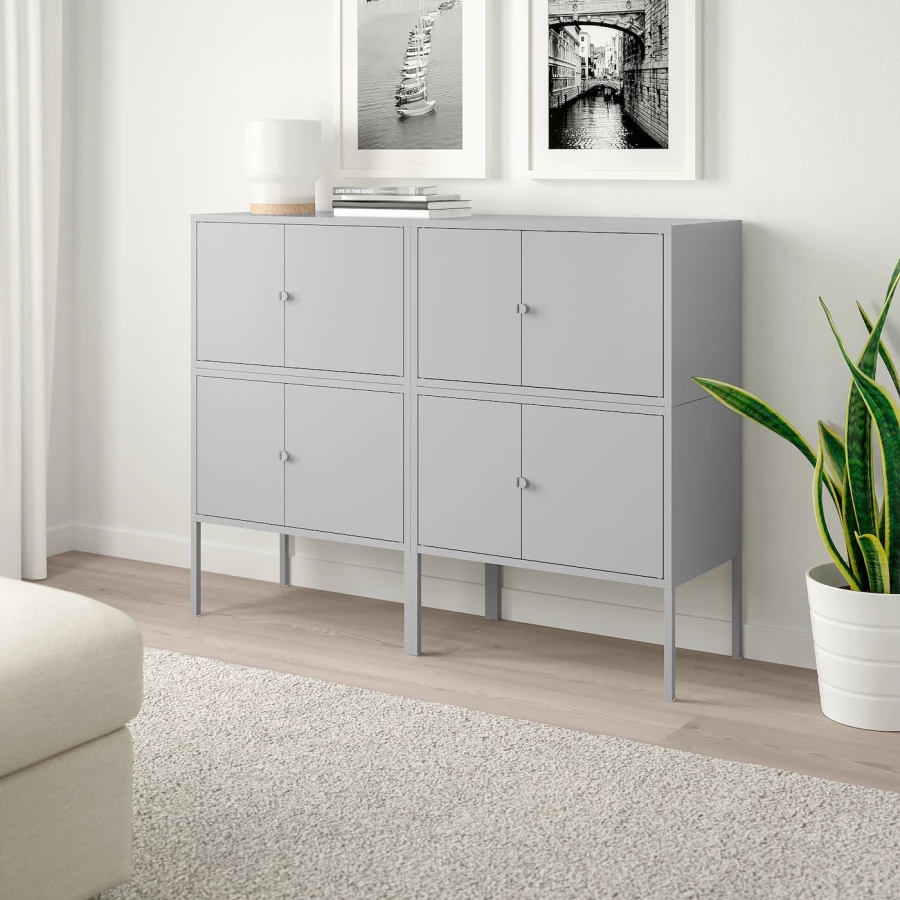 Комбинация для хранения - LIXHULT IKEA/ ЛИКСГУЛЬТ ИКЕА, 92х120 см, серый (изображение №2)