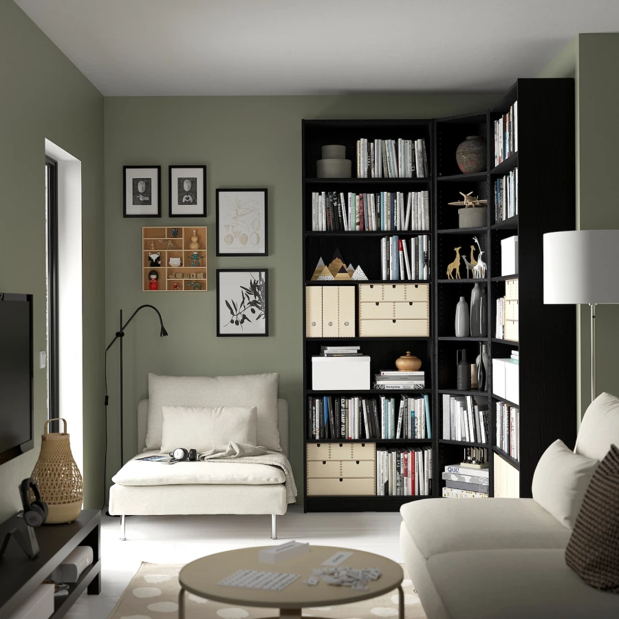 Книжный шкаф -  BILLY IKEA/ БИЛЛИ ИКЕА, 136х28х237 см,  черный (изображение №3)