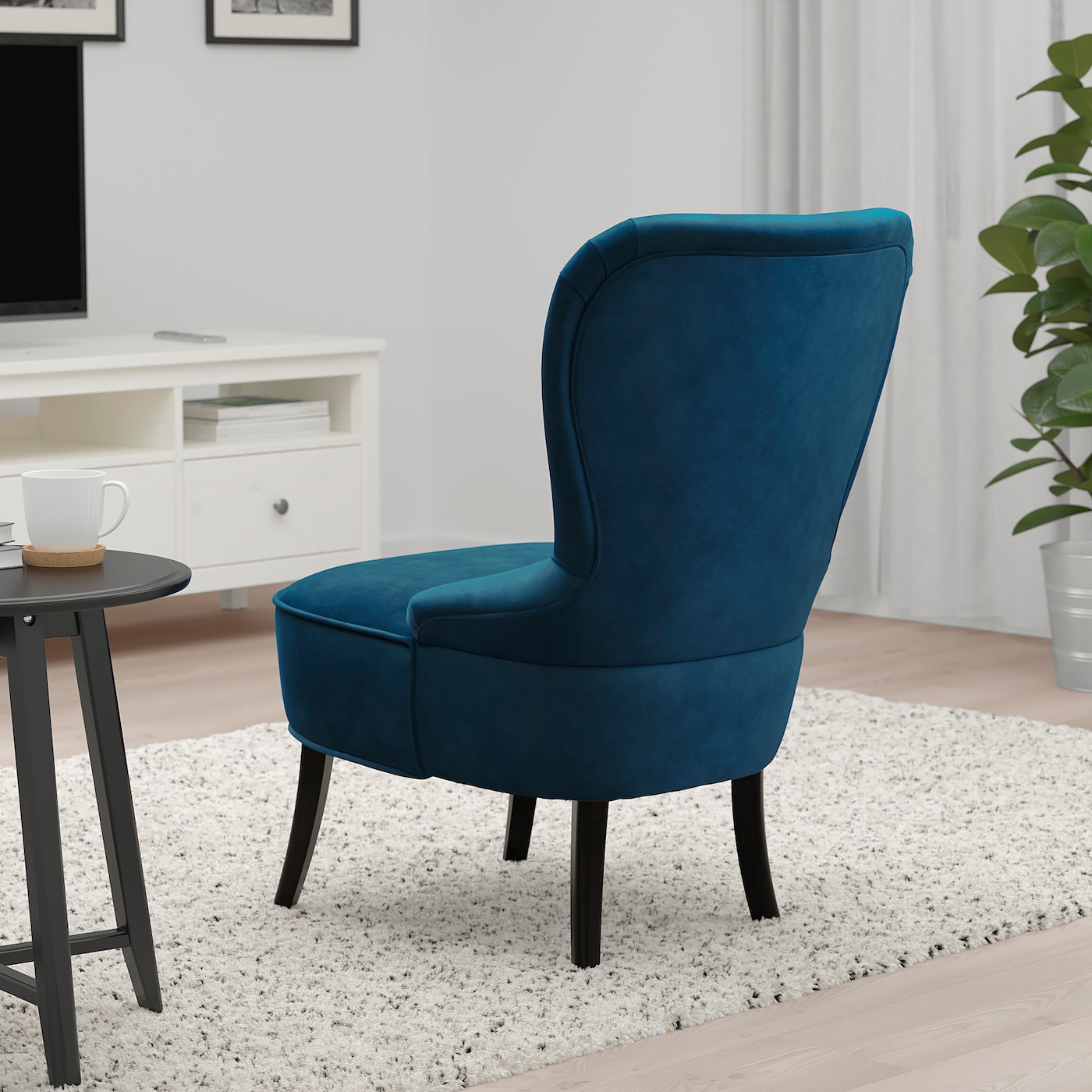 Кресло с подголовником - IKEA REMSTA, 60х72х88 см, синий, РЕМСТА