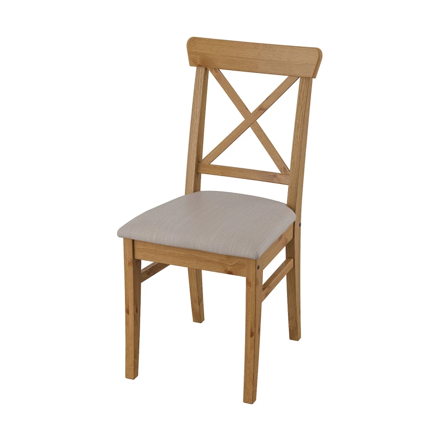 Стул деревянный с мягким сиденьем - IKEA INGOLF/ИНГОЛЬФ ИКЕА, 91х43х53 см,   коричневый (изображение №1)