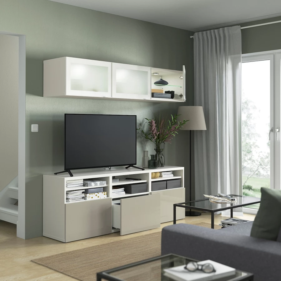 Комбинация для хранения ТВ - IKEA BESTÅ/BESTA, 192x42x180см, белый, БЕСТО ИКЕА (изображение №2)