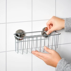 Второе фото. Корзина для душа - KROKFJORDEN IKEA/ КРОКФЬЁРДЕН ИКЕА, 24x11 см, серебристый