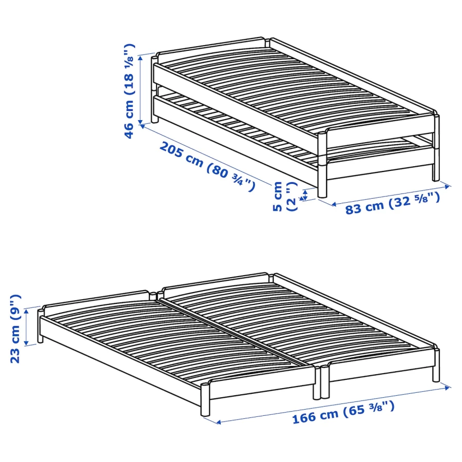 Складная кровать - IKEA UTÅKER/UTAKER, 200х80 см, сосна, УТОКЕР ИКЕА (изображение №11)