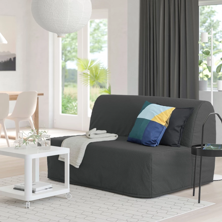 2-местный диван-кровать - IKEA LYCKSELE MURBO/ЛИКСЕЛЕ МУРБО ИКЕА, 87х100х142 см, черный (изображение №2)