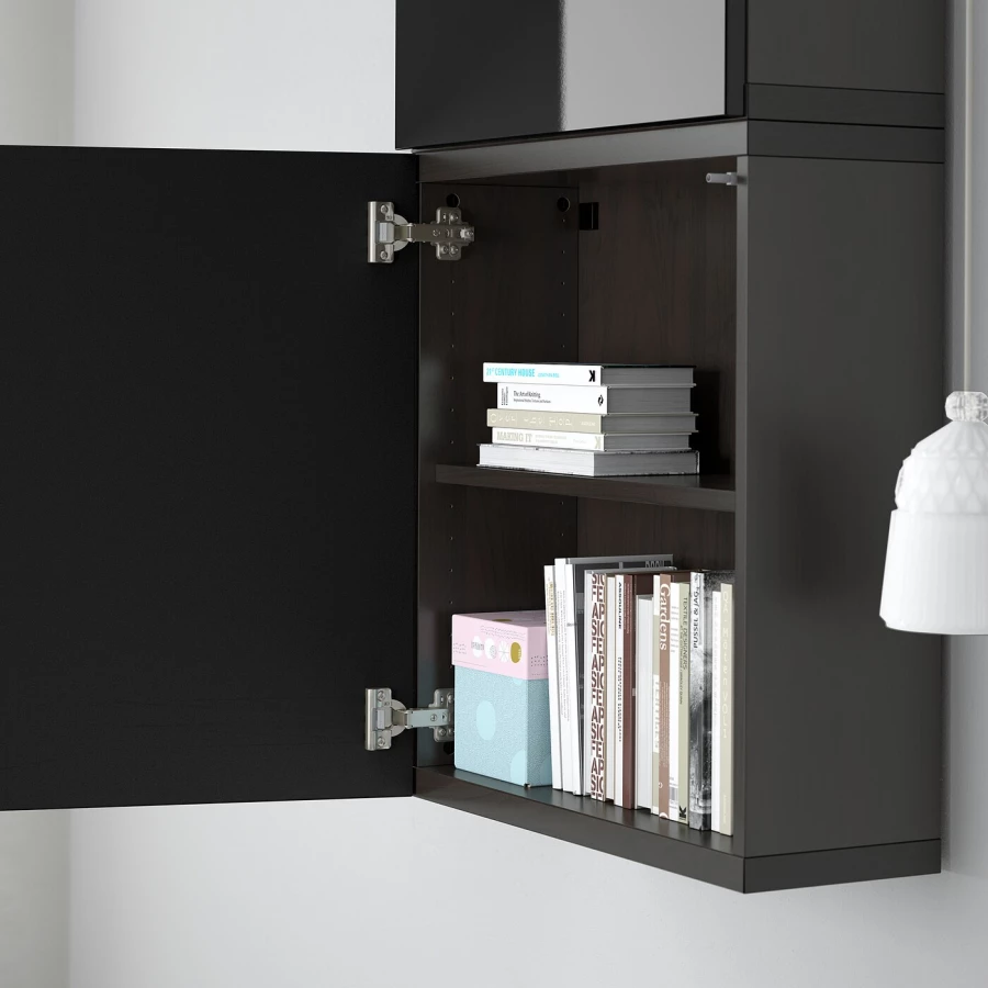 Навесной шкаф - IKEA BESTÅ/BESTA, 60x22x128 см, черный, БЕСТО ИКЕА (изображение №5)