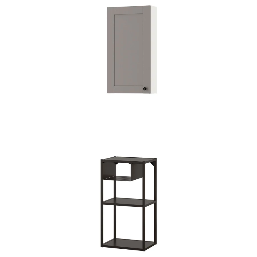 Комбинация для хранения - IKEA ENHET/ЭНХЕТ ИКЕА, 40х30х150 см, антрацит/бело-серый (изображение №1)