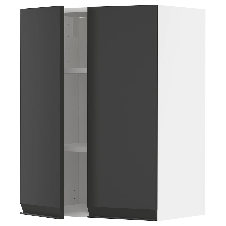 Навесной шкаф с полкой - METOD IKEA/ МЕТОД ИКЕА, 80х60 см, черный/белый (изображение №1)