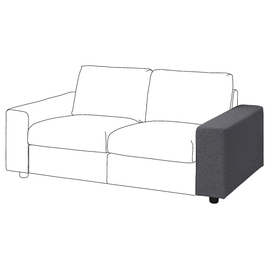Подлокотник для дивана - IKEA VIMLE/ВИМЛЕ ИКЕА, 93х48х22 см, серый (изображение №1)