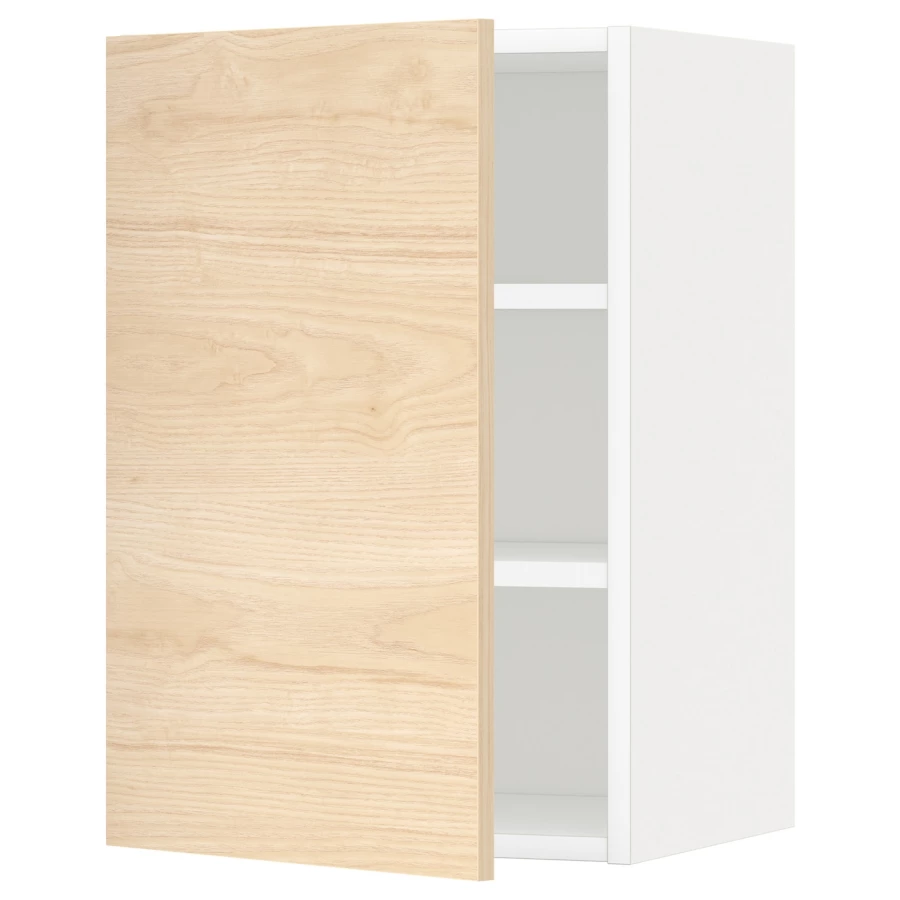 Навесной шкаф с полкой - METOD IKEA/ МЕТОД ИКЕА, 60х40 см, белый/под беленый дуб (изображение №1)