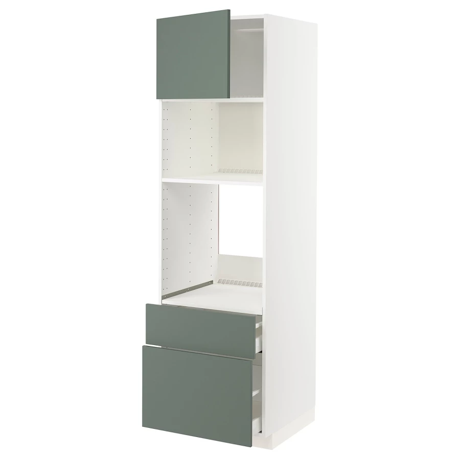 Высокий шкаф с ящиками - IKEA METOD/MAXIMERA/МЕТОД/МАКСИМЕРА ИКЕА, 200х60х60 см, белый/темно-зеленый (изображение №1)