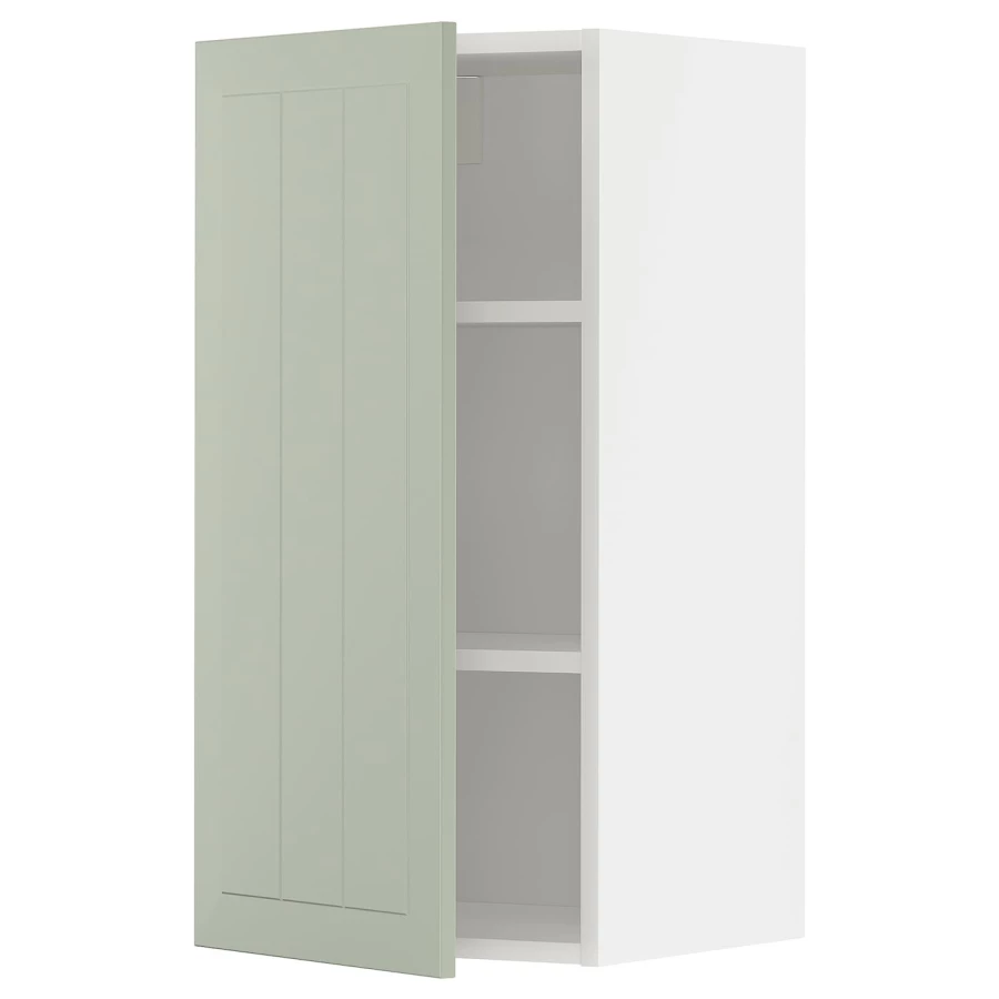 Навесной шкаф с полкой - METOD IKEA/ МЕТОД ИКЕА, 80х40 см, белый/зеленый (изображение №1)