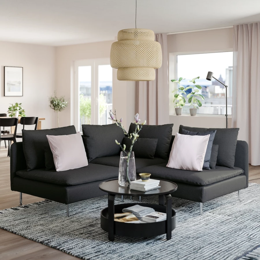 3-местный диван - IKEA SÖDERHAMN/SODERHAMN, 99x192см, черный, СЕДЕРХАМН ИКЕА (изображение №2)