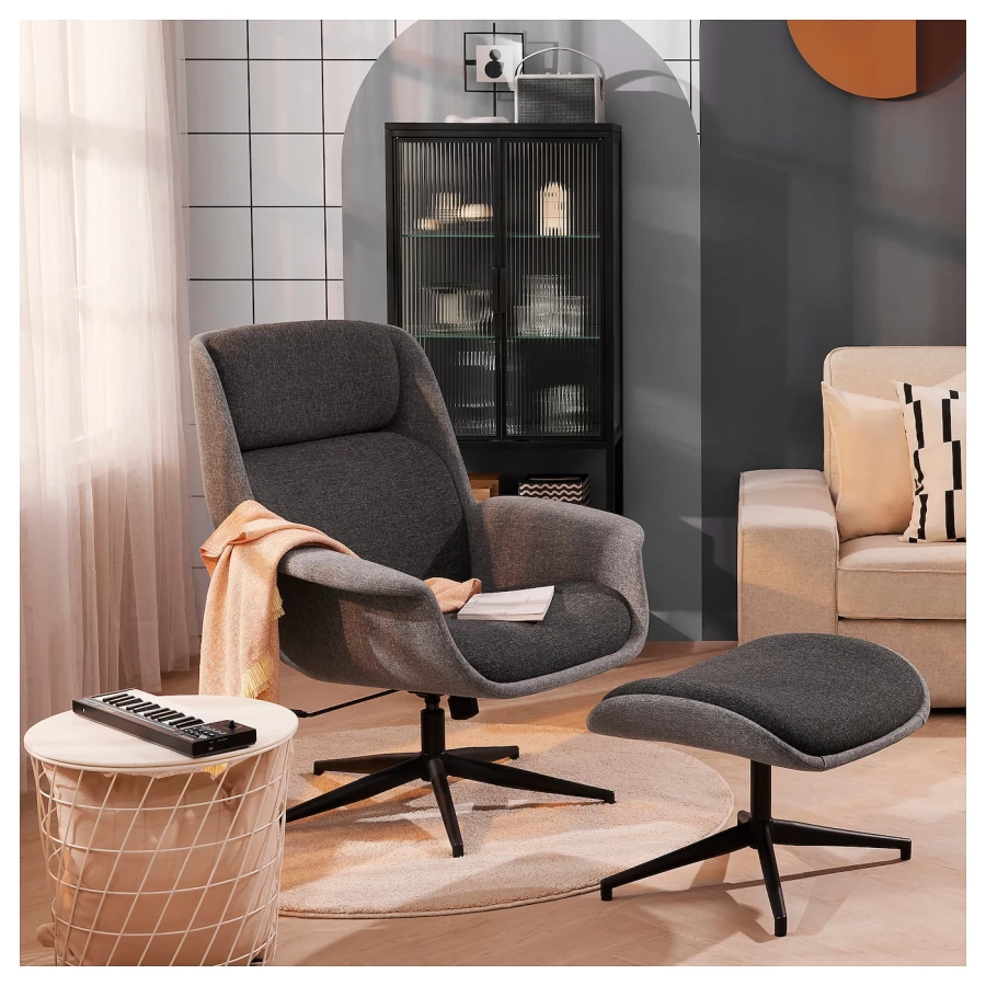 Вращающееся кресло - IKEA ÄLEBY/ALEBY, 88x86x100см, серый, АЛЕБИ ИКЕА (изображение №4)