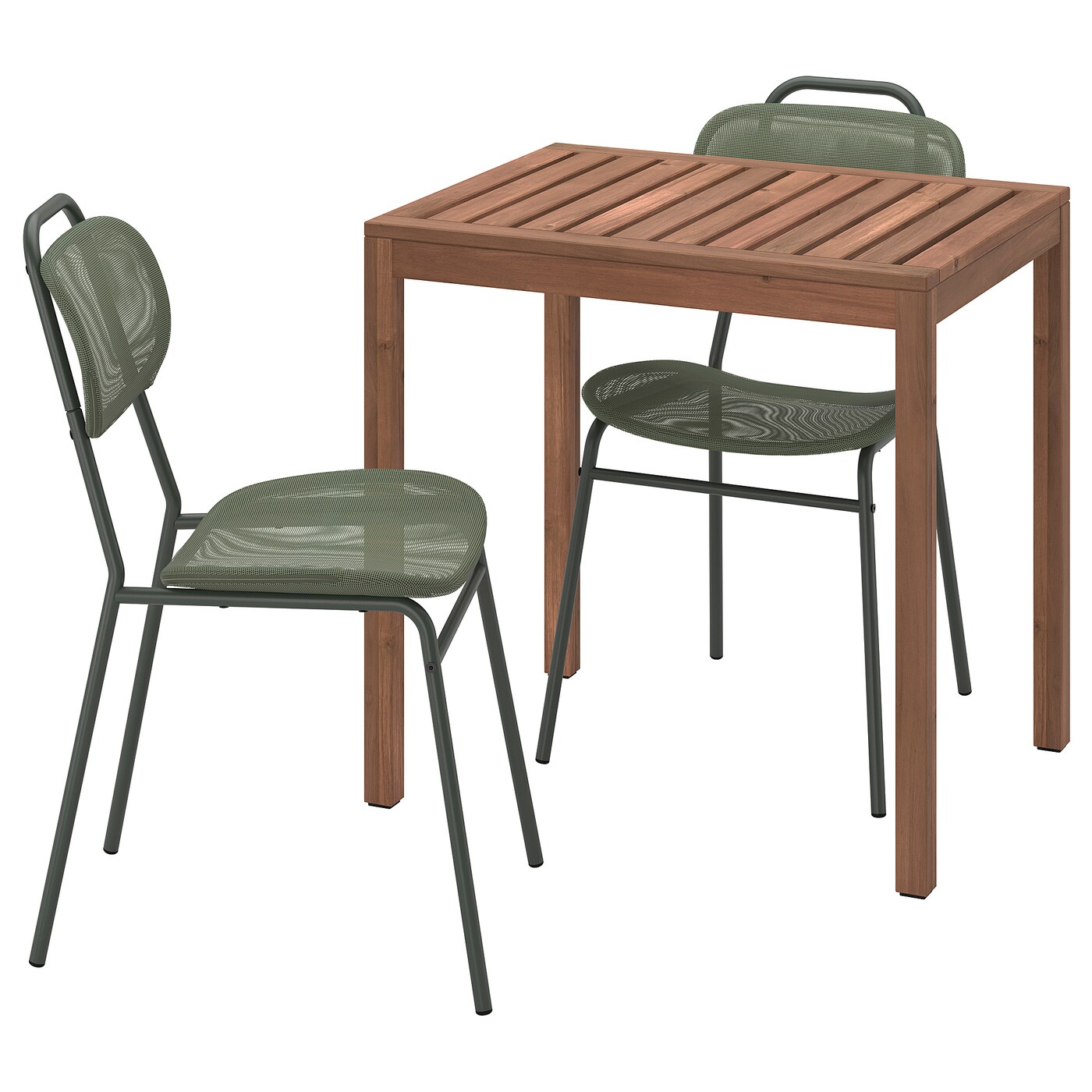 Стол + 2 стула -NÄMMARÖ / NАMMARО/ ENSHOLM  IKEA/  НАММАРО/ЭНШОЛЬП  ИКЕА,75х63 см, коричневый/зеленый