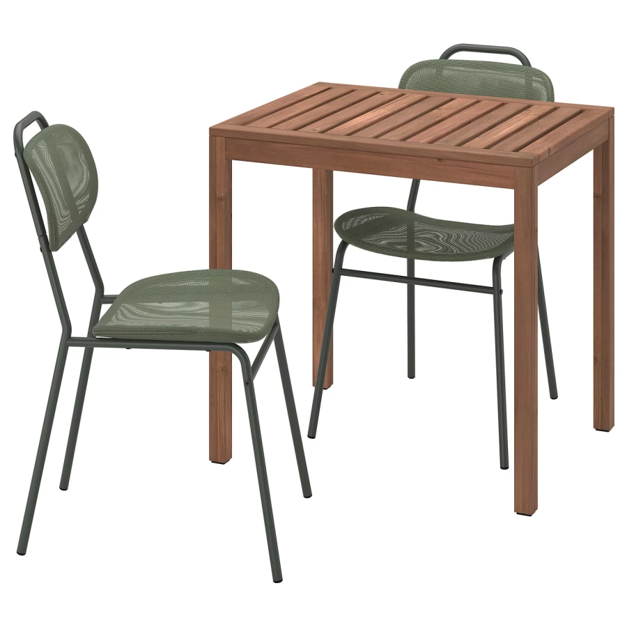Стол + 2 стула -NÄMMARÖ / NАMMARО/ ENSHOLM  IKEA/  НАММАРО/ЭНШОЛЬП  ИКЕА,75х63 см, коричневый/зеленый (изображение №1)
