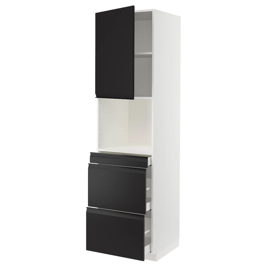 Высокий шкаф - IKEA METOD/MAXIMERA/МЕТОД/МАКСИМЕРА ИКЕА, 60х60х220 см, черный/белый (изображение №1)