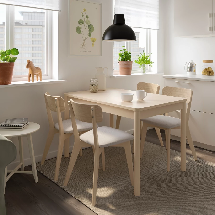 Стол и 4 стула - RÖNNINGE / LISABO/ RОNNINGE  IKEA/ РЕННИНГЕ/ ЛИСАБО ИКЕА,  118/173 см,  под беленый дуб / серый (изображение №2)