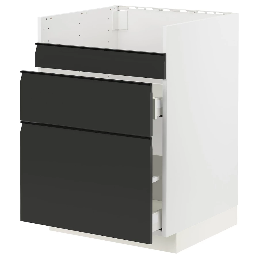 Шкаф под раковину/3 шт/2 шт - METOD / HAVSEN/MAXIMERA  IKEA/ МЕТОД/ХАВСЕН/МАКСИМЕРА ИКЕА, 88х60 см,  черный/белый (изображение №1)