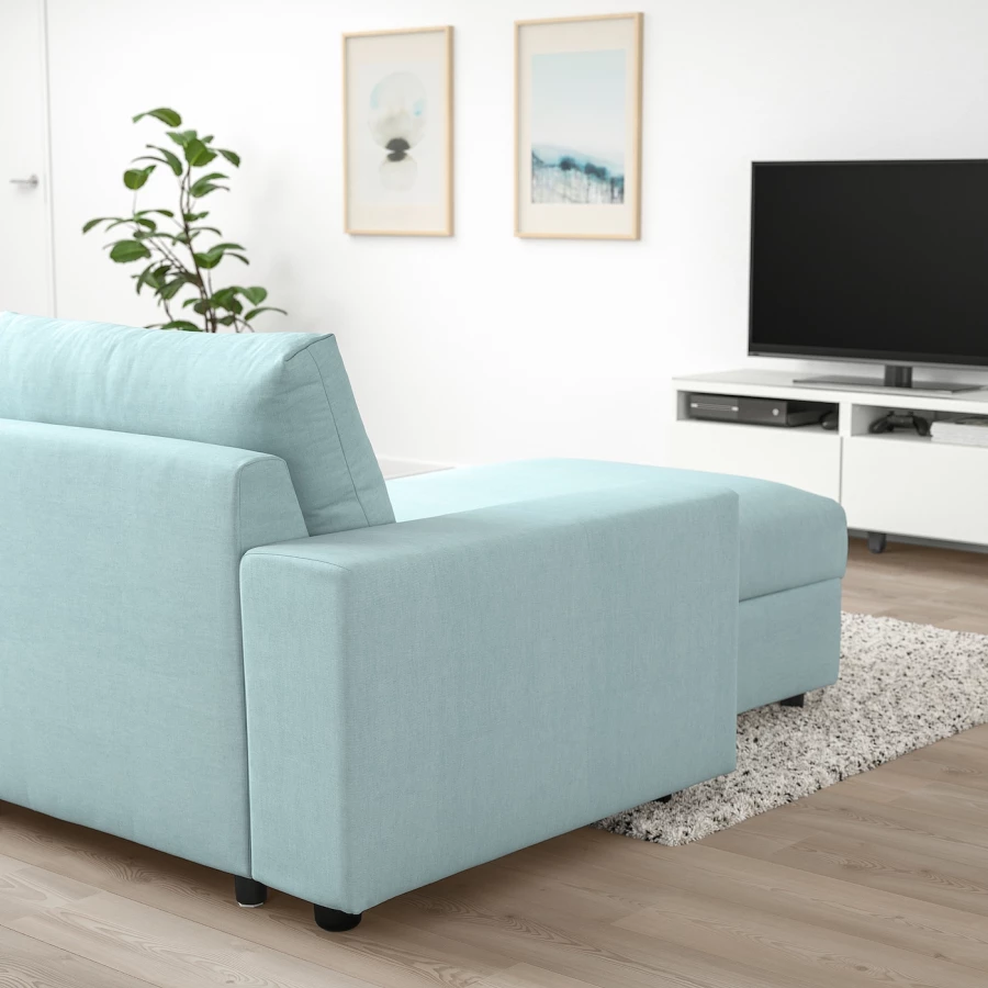 Кресло-кровать - IKEA VIMLE, 125х164х83 см, голубой, ВИМЛЕ ИКЕА (изображение №3)