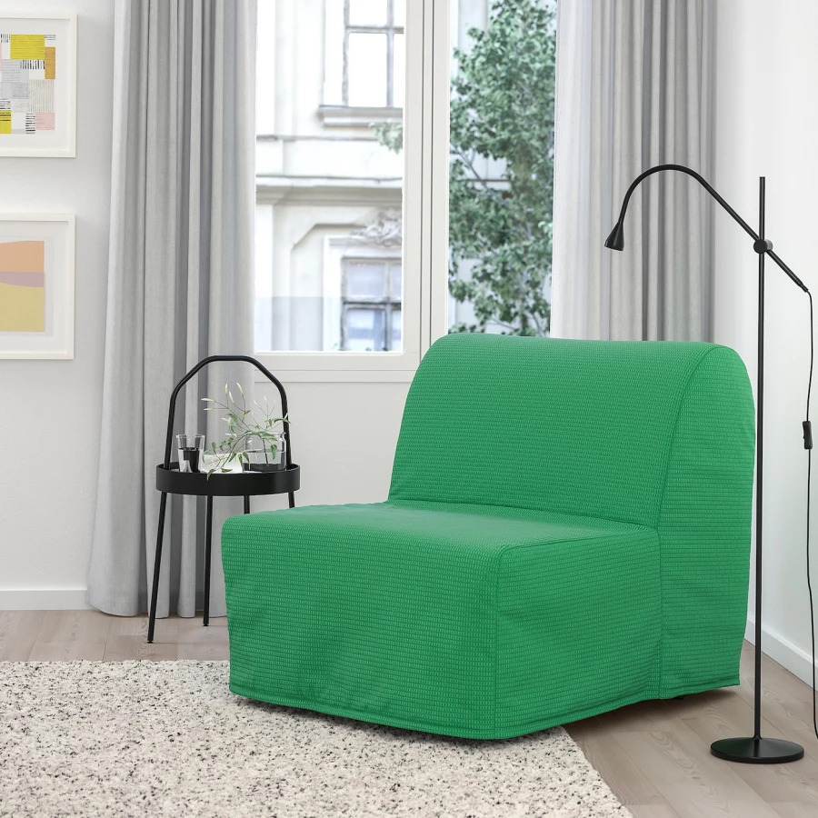 Кресло-реклайнер - IKEA LYCKSELE LÖVÅS/ЛИКСЕЛЕ ЛЕВОС ИКЕА, 87х100х80 см, зеленый (изображение №2)