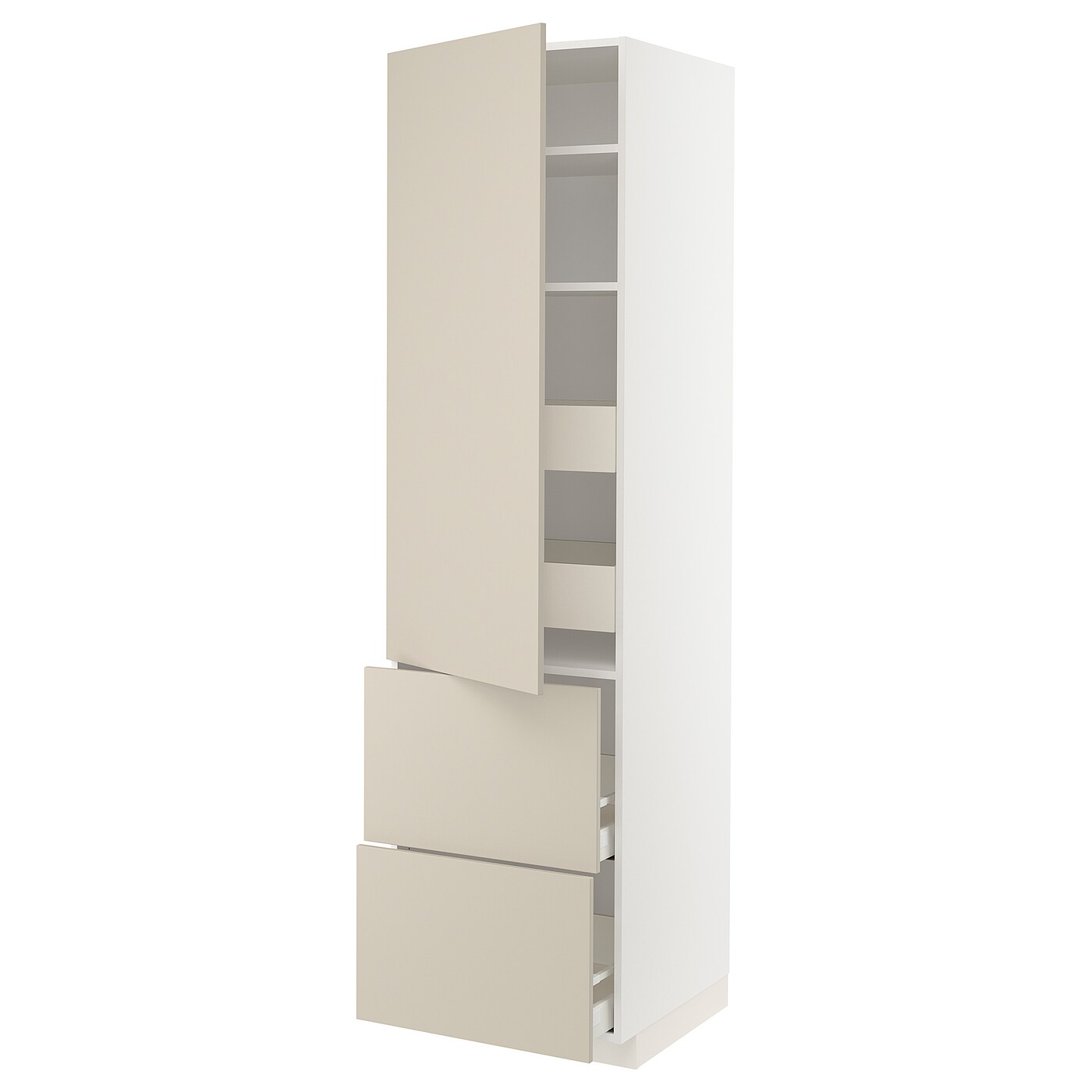 Высокий шкаф - IKEA METOD/MAXIMERA/МЕТОД/МАКСИМЕРА ИКЕА, 220х60х60 см, белый/бежевый