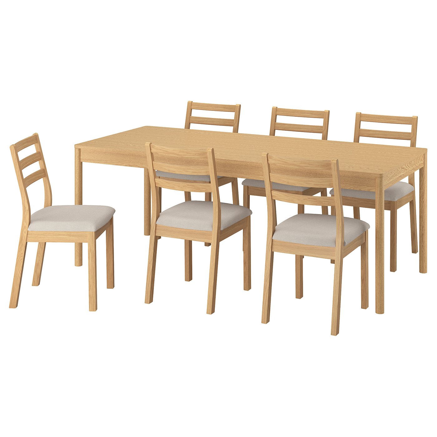 Стол и 6 стульев - IKEA TONSTAD / ТОНСТАД ИКЕА, 200х85 см, светло-коричневый