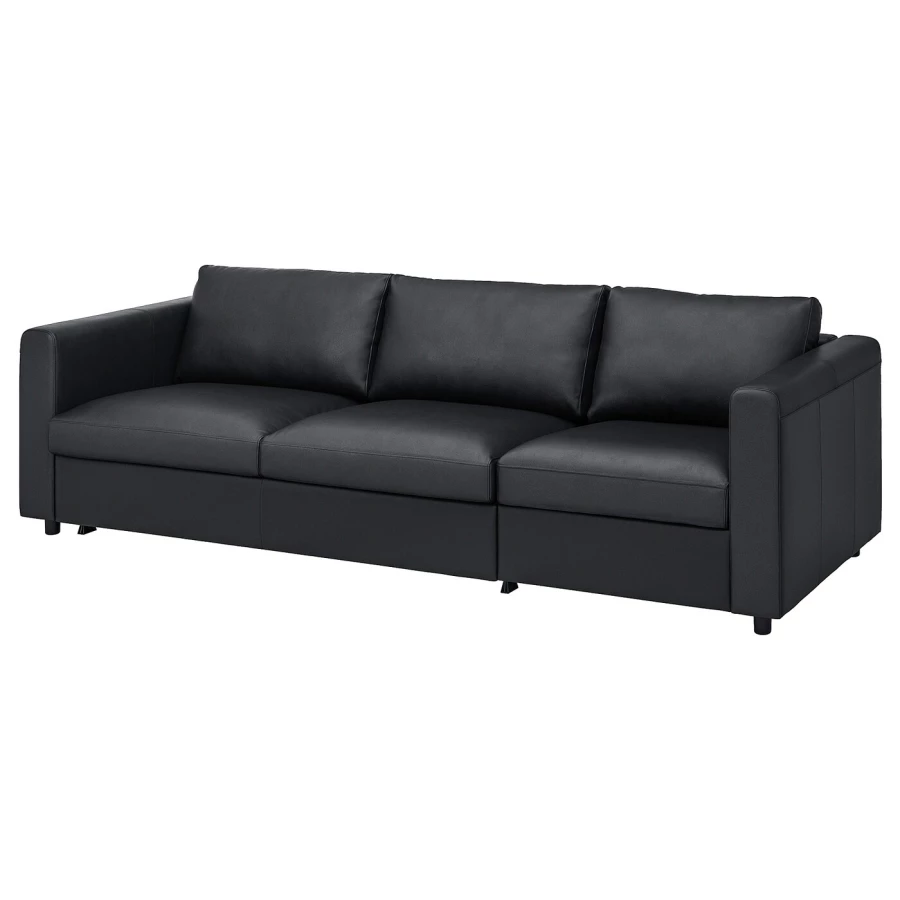 3-местный диван с шезлонгом - IKEA VIMLE, 261х98х83 см, черный, кожа, ВИМЛЕ ИКЕА (изображение №2)