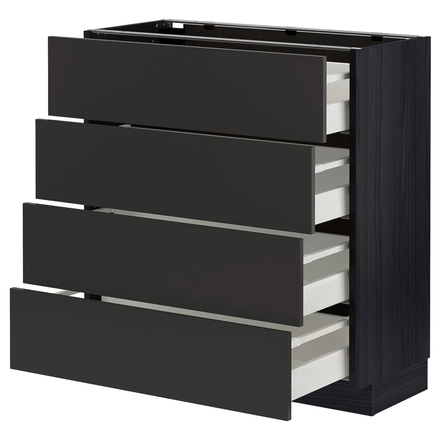 Напольный кухонный шкаф  - IKEA METOD MAXIMERA, 88x39,2x80см, черный, МЕТОД МАКСИМЕРА ИКЕА (изображение №1)