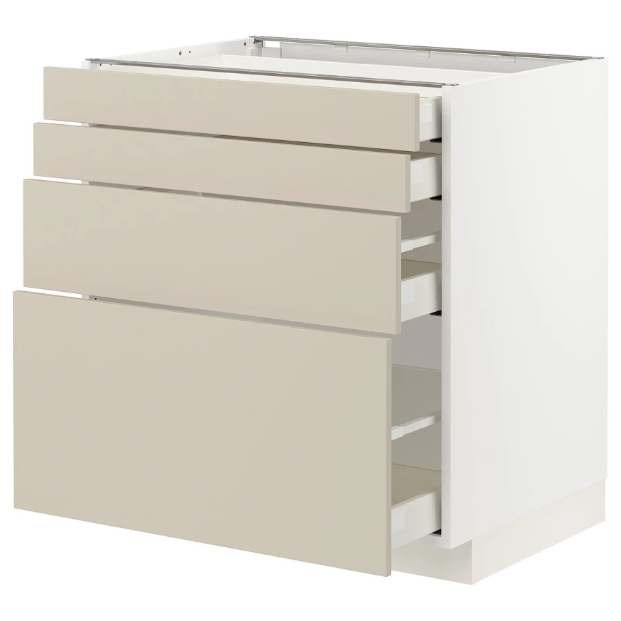 Напольный шкаф  - IKEA METOD MAXIMERA, 88x61,6x80см, белый/бежевый, МЕТОД МАКСИМЕРА ИКЕА (изображение №1)