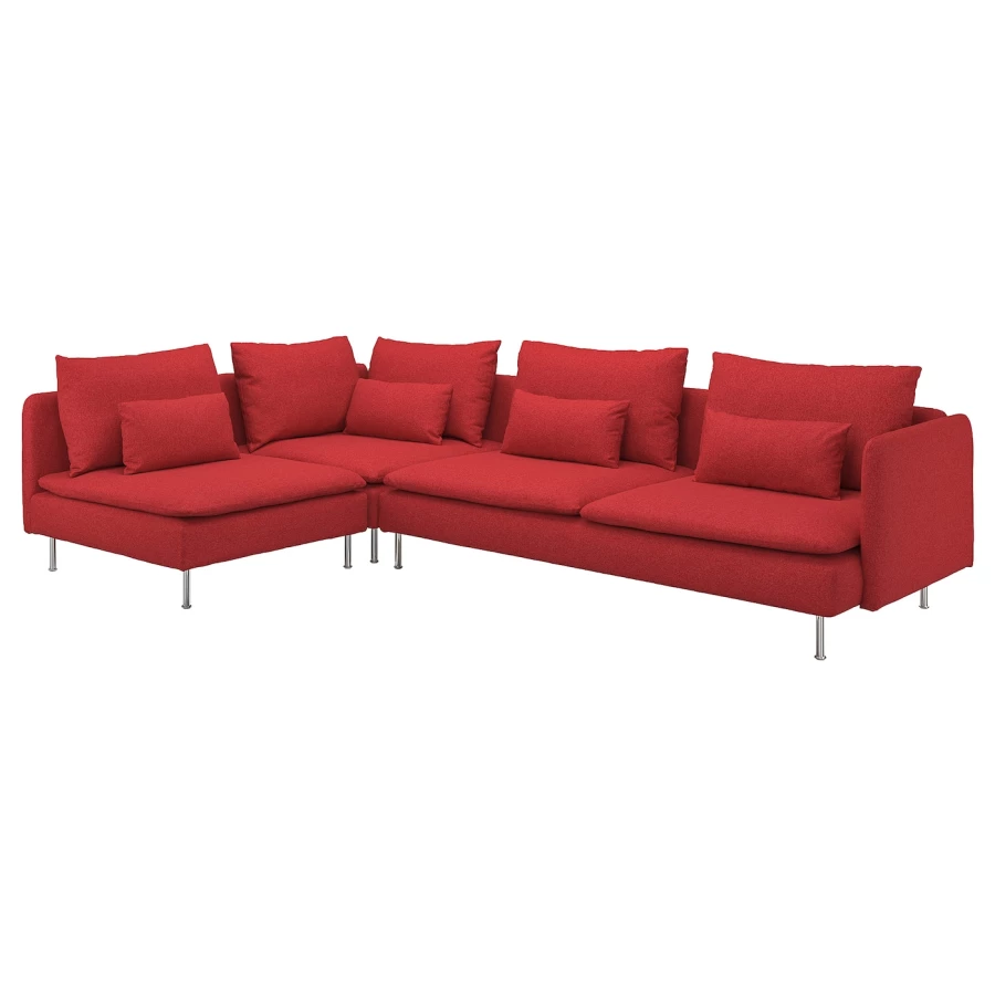 4-местный угловой диван- IKEA SÖDERHAMN/SODERHAMN/СЁДЕРХАМН ИКЕА, 291/192х69х99 см, красный (изображение №1)